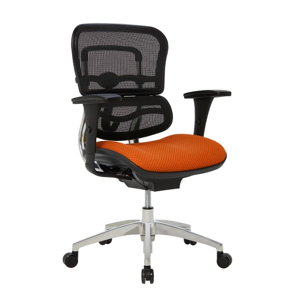 WorkPro® 12000 Series Ergonomic Mesh/Premium Fabric Mid-Back Chair, Black/Tangerine, BIFMA Compliant -  V-12000-AS90808
