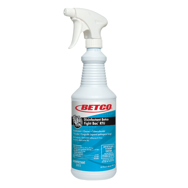 Betco Fight-Bac RTU Pleasant Scent 1-Quart Pack Of 12