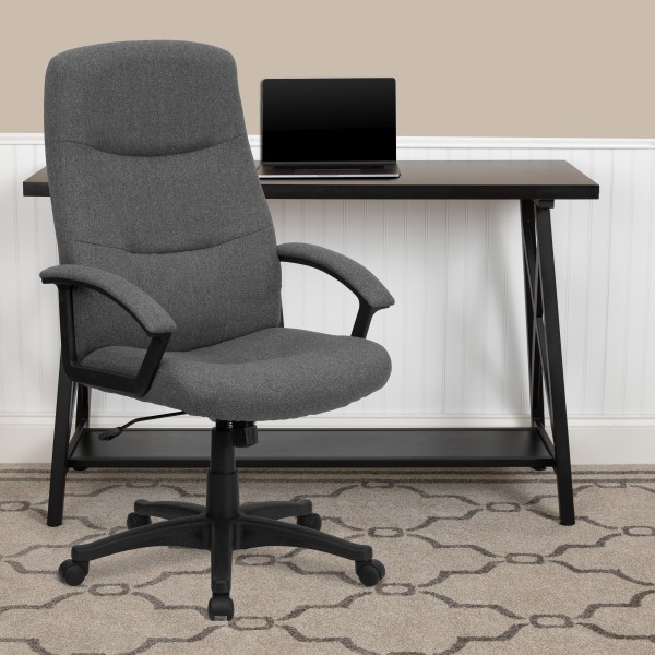 Photos - Chair Flash Furniture Fabric High-Back Swivel , Gray/Black BT-134A-GY-GG 