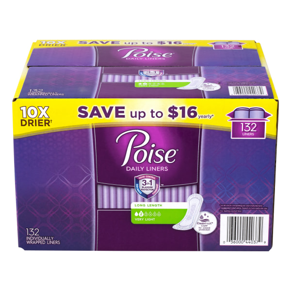 UPC 036000440379 product image for Poise Very Light Absorbency Long Incontinence Panty Liners, Box Of 132 Liners | upcitemdb.com