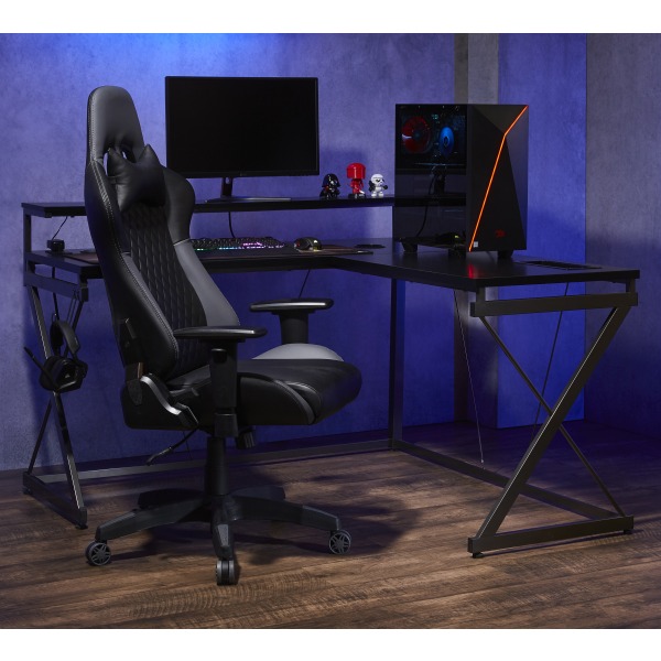Realspace® DRG HighBack Gaming Chair, Black/Gray Zerbee