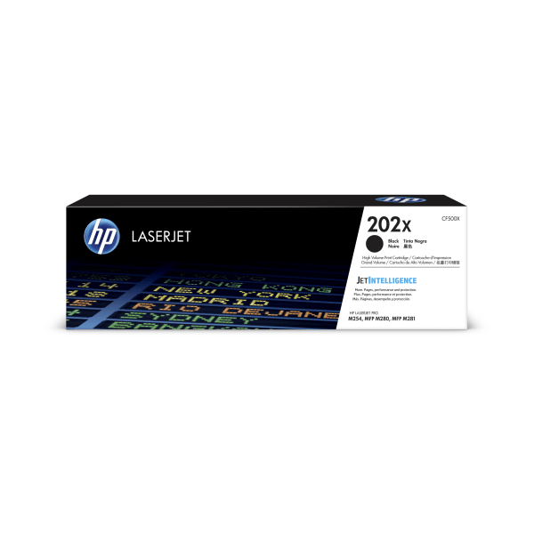 HP 202X Black High Yield Toner Cartridge, CF500X