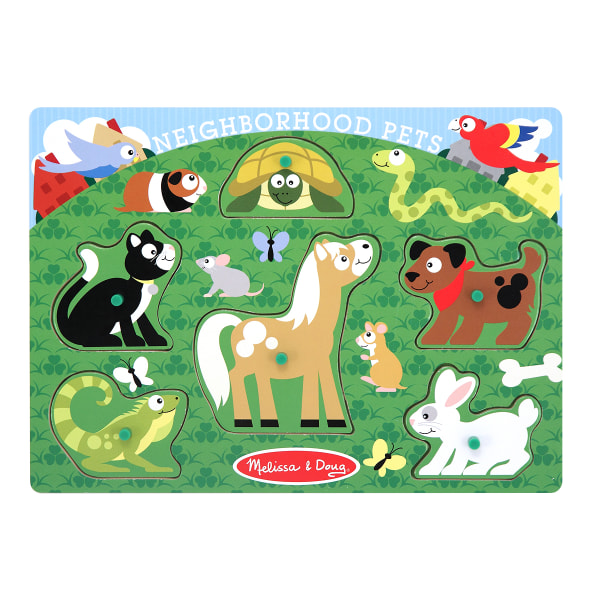 UPC 000772033879 product image for Melissa & Doug Neighborhood Pets 6-Piece Peg Puzzle | upcitemdb.com