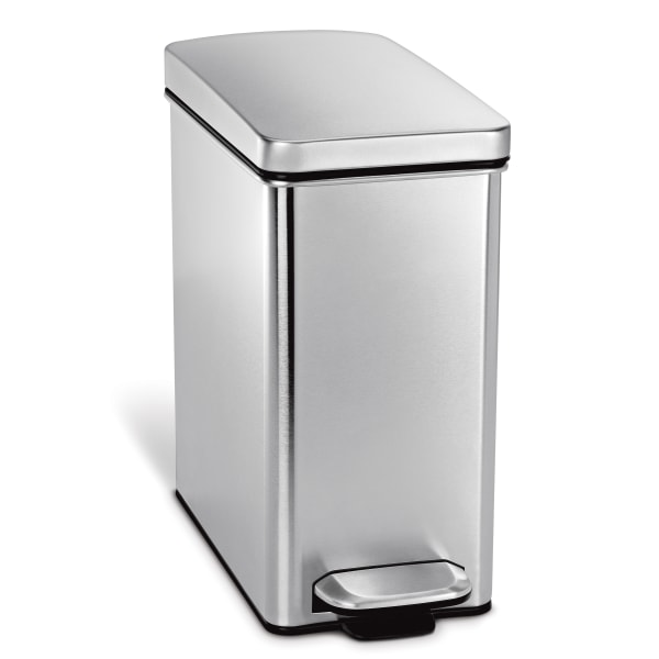 Simplehuman� Brushed Stainless Steel Profile Step Can, Silver, 2.6 Gallons