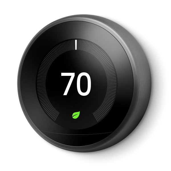Google Programmable Learning Thermostat with Temperature Sensor, 3rd Generation, Black, T3016US