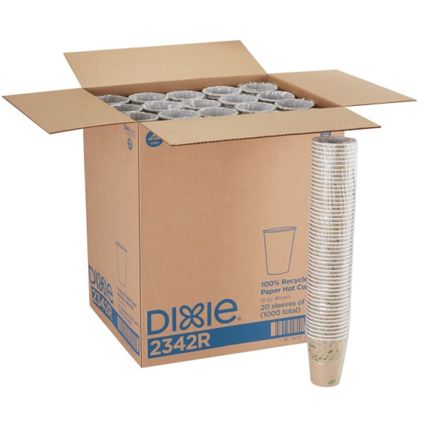 Dixie ecosmart 100% Recycled Fiber Hot Cups, 12 Oz, Brown, 50 Cups Per Pack, Case Of 20 Packs