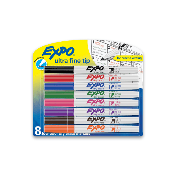 Photos - Dry Erase Board / Flipchart Sanford EXPO® Low-Odor Dry-Erase Markers, Ultra-Fine Point, Assorted Colors, Pack Of 8 