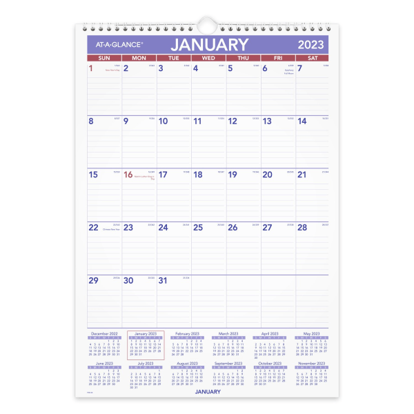 Case pack of 12 AT-A-GLANCE Monthly 2023 RY Wall Calendar  Medium  12  x 17