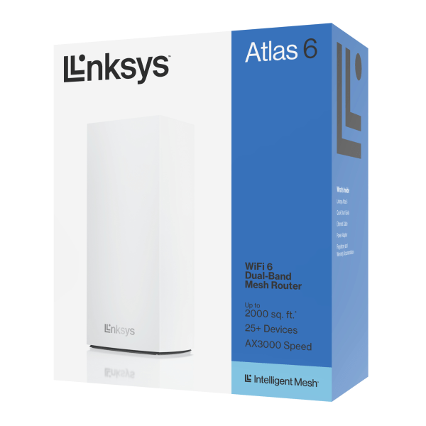 Linksys Atlas 6: Dual-Band Mesh WiFi 6 System  1-Pack