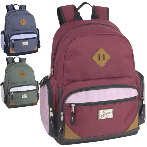Trailmaker MultiPocket Backpacks With 15 Laptop Pockets RoseGreenBlue Set Of 24 Backpacks
