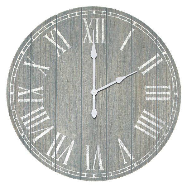 Elegant Designs 23  Large Wood Plank Coastal Rustic Wall Clock  Dark Gray Wash