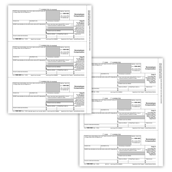 ComplyRight® 1099-NEC Tax Forms, 3-Part, Recipient Copy Only, Laser, 8-1/2"" x 11"", Pack Of 50 Forms -  NEC6113OD