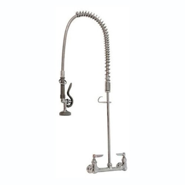 T&S Brass Wall-Mount EasyInstall Spring Action Pre-Rinse Faucet, 44, 8 Centers, Stainless