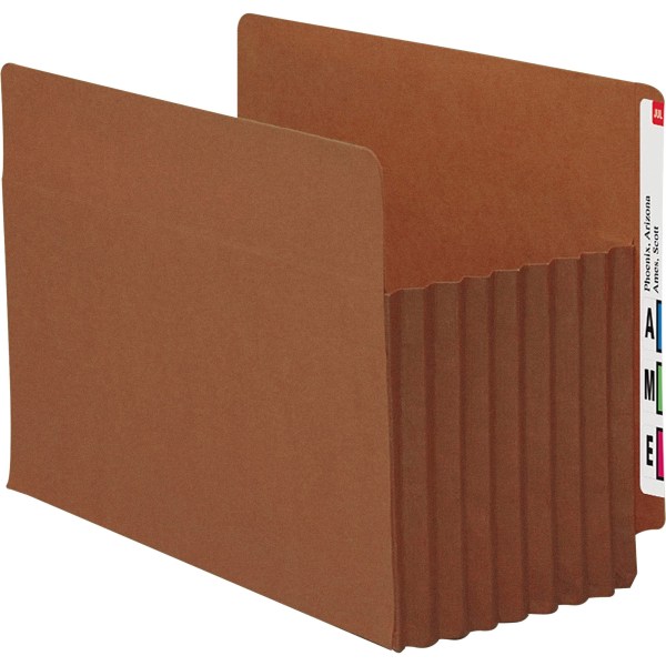 Smead® TUFF® Pocket File Pockets  End-Tab  Letter Size  7  Expansion  30% Recycled  Red  Box Of 5