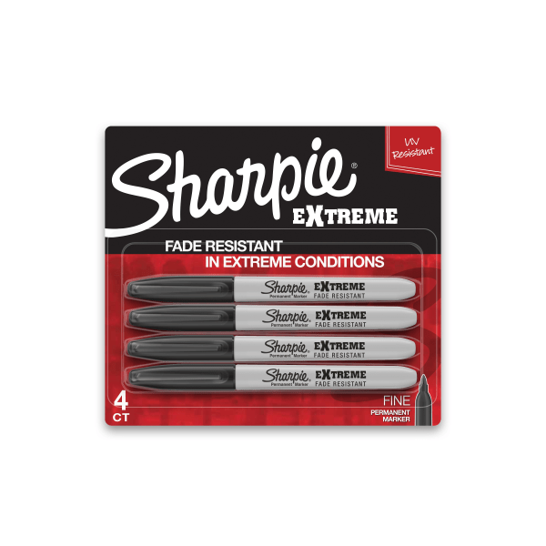 Sharpie® Extreme Permanent Markers, Fine Point, Black, Pack Of 4