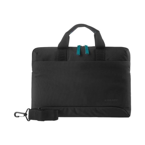 Tucano Milano Italy Smilza super slim bag/sleeve with strap for notebook 13.3 and 14 - Black - Shock Resistant Interior - Handle, Shoulder Strap