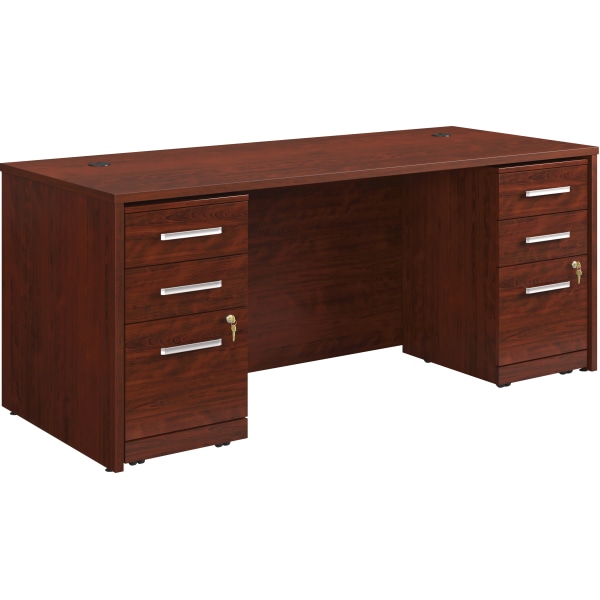 Sauder® Affirm Collection 72""W Executive Desk With Two 3-Drawer Mobile Pedestal Files, Classic Cherry -  430206