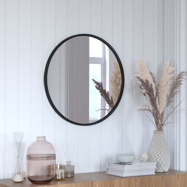 Photos - Wall Mirror Flash Furniture Julianne Round Metal-Framed , 24"H x 24"W x 3/4"D, Black HFKHD4GD712315 