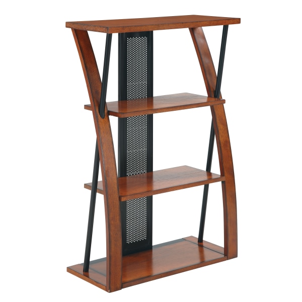 Office Star Aurora 44H 3-Shelf Bookcase, Medium Oak/Black