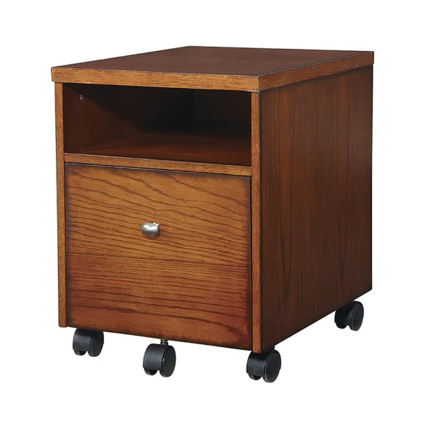 Office Star Aurora 20D Vertical 1-Drawer Mobile File, Medium Oak/Black