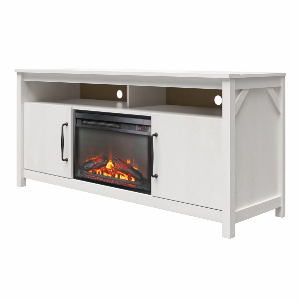 Ameriwood Home Augusta Electric Fireplace And TV Console For TVs Up To 65"", 26-15/16""H x 59-5/8""W x 18-5/8""D, Ivory Oak -  7916341COM