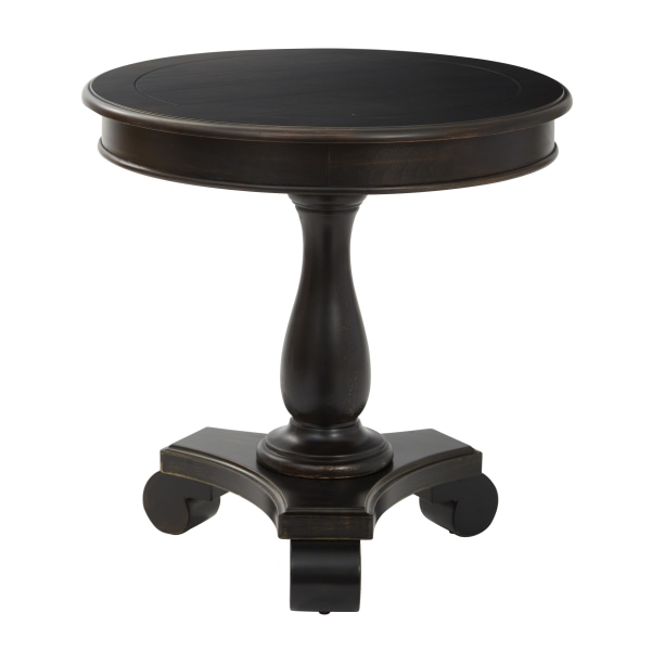 Office Star 425 Series Avalon Round Accent Table, 26-1/2H x 26W x 26D, Antique Black