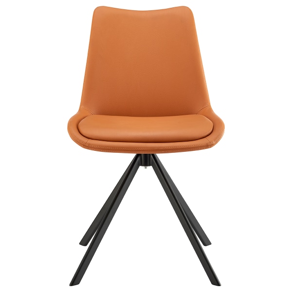 Eurostyle Vind Faux Leather Swivel Side Chair, Cognac/Black -  30920-COG