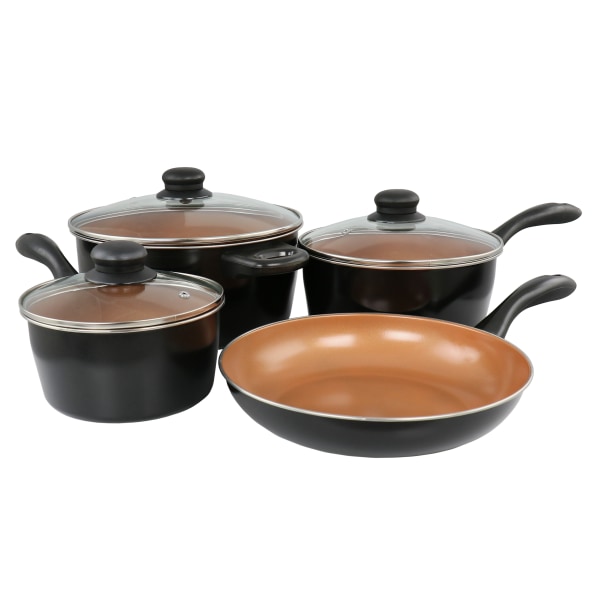 UPC 085081058430 product image for Gibson Home Armada 7-Piece Carbon Steel Nonstick Cookware Set, Black/Copper | upcitemdb.com