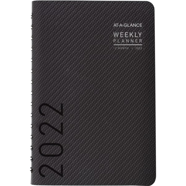AT-A-GLANCE&reg; Contemporary Weekly/Monthly Planner, 5&quot; x 8&quot;, Graphite, January To December 2022, 70100X45 AAG70100X45