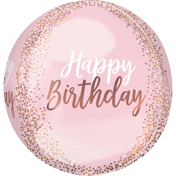 Amscan Birthday Foil Balloon, 16", Orbz Birthday Blush