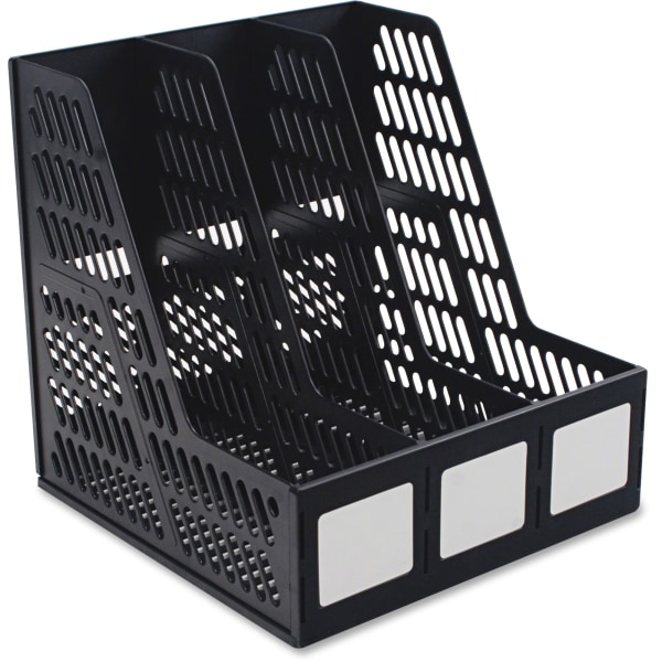 Photos - File Folder / Lever Arch File Advantus 3-compartment Magazine/Literature File - 3 Compartment(s) - Desktop - Durable, Lightweight, Labeling Area - Black 