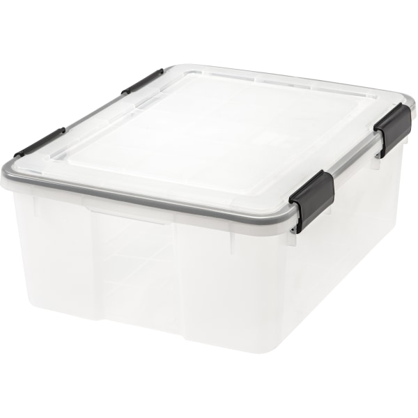 IRIS® Weathertight® Storage Container, 30 Quarts, 7 3/4" x 15 3/4" x 19 3/4", Clear