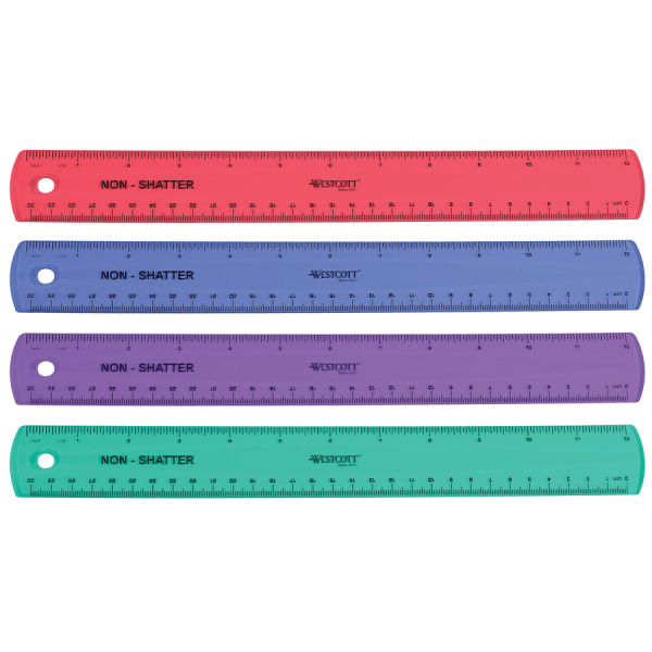 Shatterproof Ruler, 12", Assorted Colors