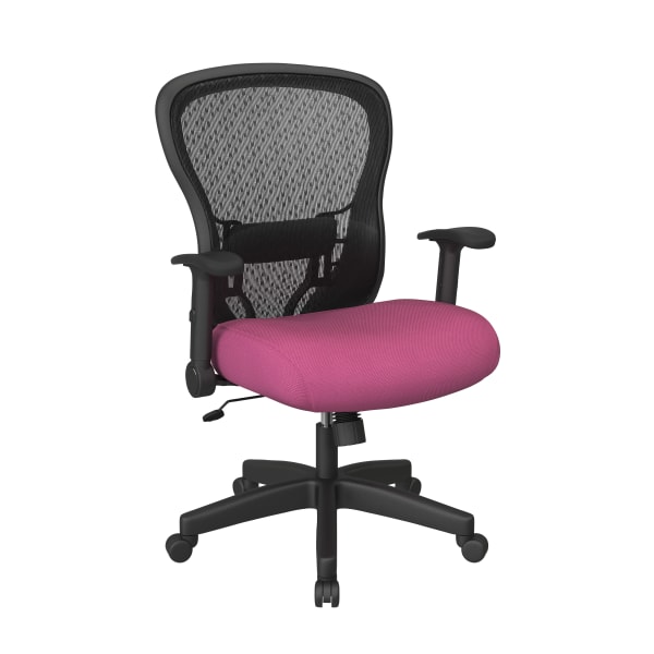 Office Star Deluxe R2 Ergonomic SpaceGrid Mid-Back Managers Chair, Pink
