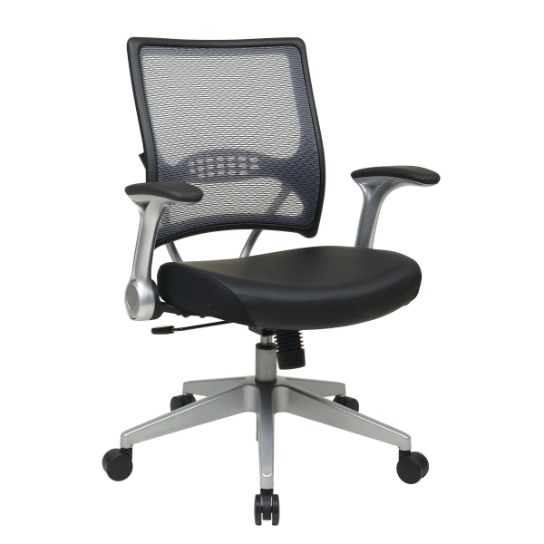 Office Star™ Space Seating 67 Series Ergonomic Air Grid/Bonded Leather Mid-Back Chair, Black -  Office Star Products, 67-E36N61R5