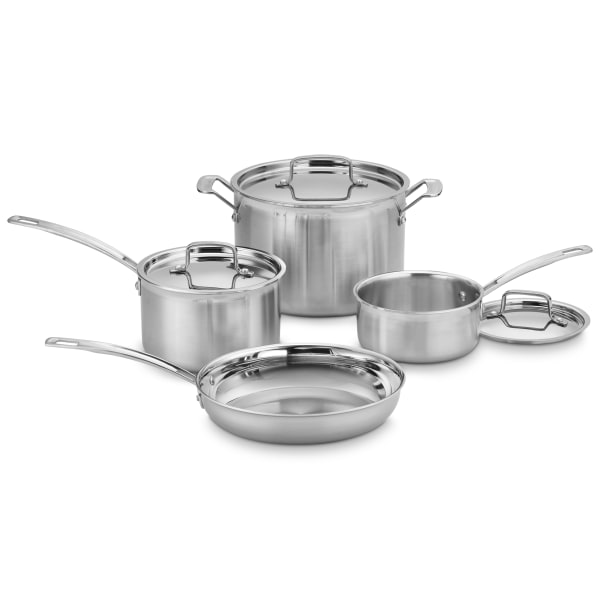 UPC 086279178411 product image for Cuisinart™ Triple Ply 7-Piece Cookware Set, Silver | upcitemdb.com