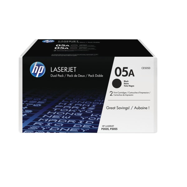 05A Black Toner Cartridges, Pack Of 2, CE505D