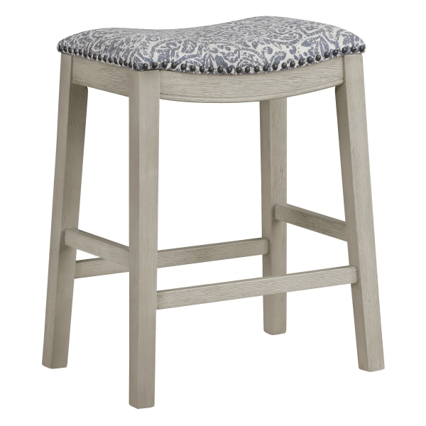 Office Star Saddle Stools, Damask Navy/Whitewash, Pack Of 2 Stools - MET6224WW-SK53 - Furniture Refresh your space with a set of Office Star Saddl sku MET6224WW-SK53