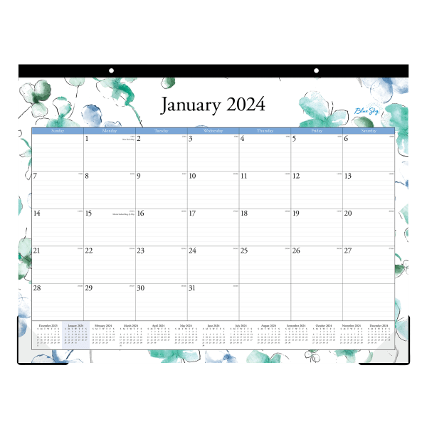 2024 Monthly Desk Pad Calendar  22x17  Blue Sky  Lindley
