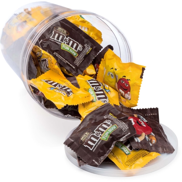 Office Snax M&Ms Plain & Peanut Candy Tub - Chocolate, Peanut - Individually Wrapped - 1.75 lb - 1 Each