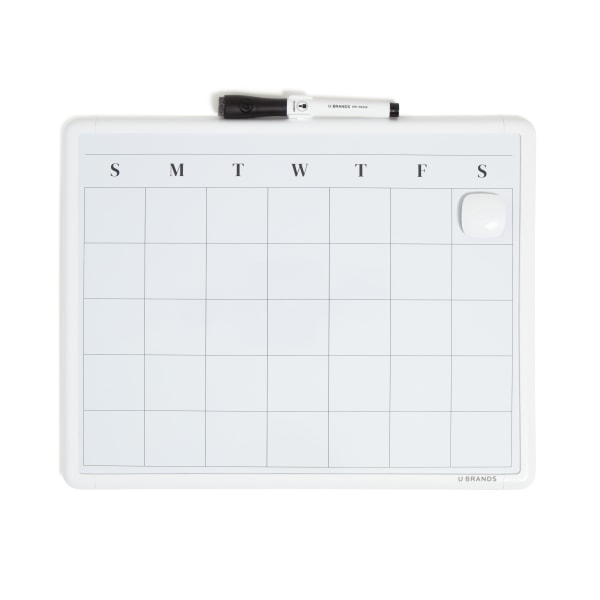 U Brands Magnetic Dry Erase Monthly Calendar Board, 14 X 11, White Plastic Frame - 260U00-04 - Office Supplies This contemporary white plastic frame magnetic dry sku 260U00-04