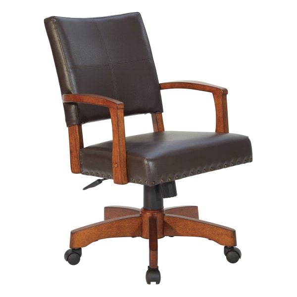 Office Star Deluxe Ergonomic Wood Mid-Back Bankers Chair, Espresso