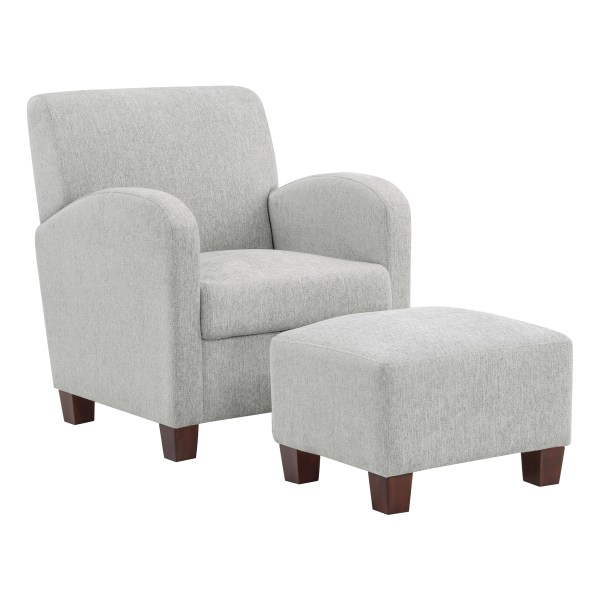 Office Star Aiden Chair With Legs And Ottoman, Smoke/Espresso