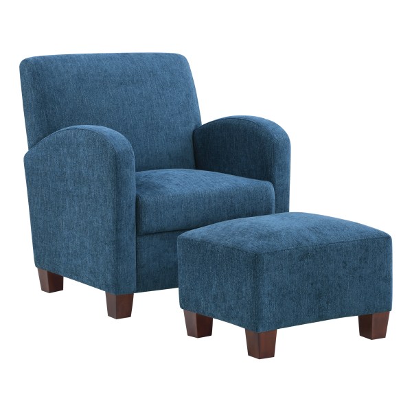 Office Star Aiden Chair With Legs And Ottoman, Navy/Espresso - ADN-H16 - Furniture Enhance your space with a modern touch thanks to t sku ADN-H16