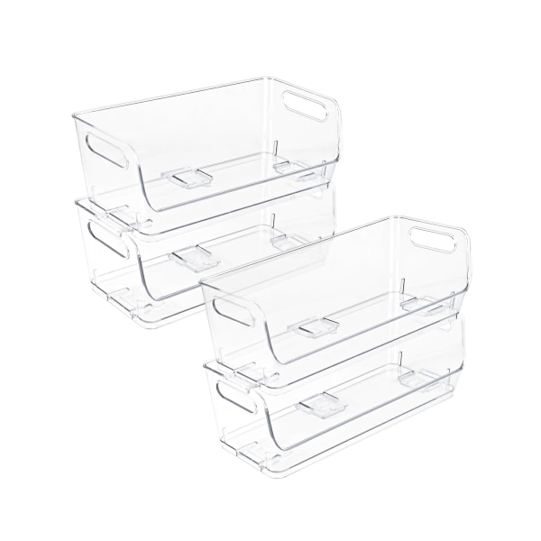 Azar Small Stackable Plastic Wide Pantry Storage Bin, 5 x 12.87x 5.5, Clear, 4/Pack (556756-4PK) | Quill