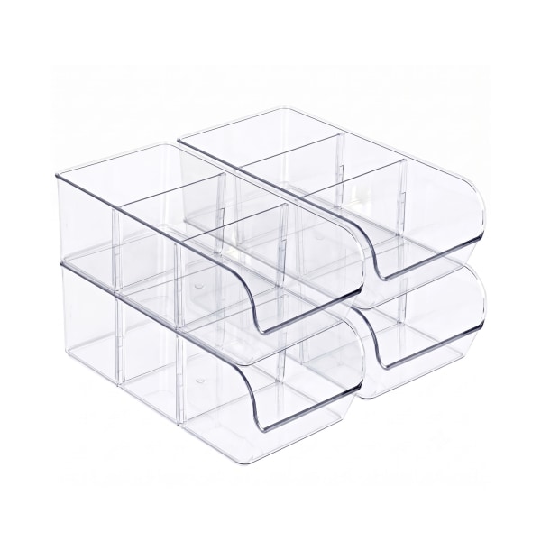 Azar Small Stackable Plastic Storage Bin, Clear, 4/Pack (556750-4PK) | Quill