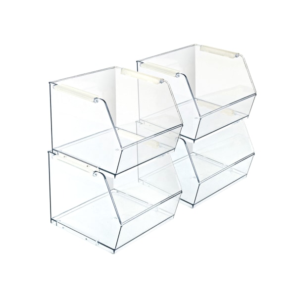 Azar Small Stackable Plastic Storage Bin, Clear, 4/Pack (556710-4PK) | Quill
