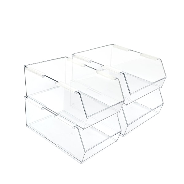 Azar Displays Large Narrow Plastic Storage Bin, Clear, 4/Pack (556712-4PK) | Quill