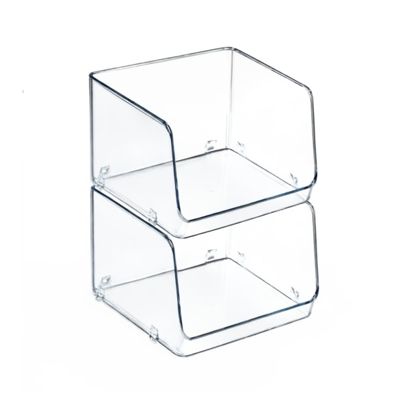 Azar Small Stackable Plastic Storage Bin, Clear, 2/Pack (556720-2PK) | Quill