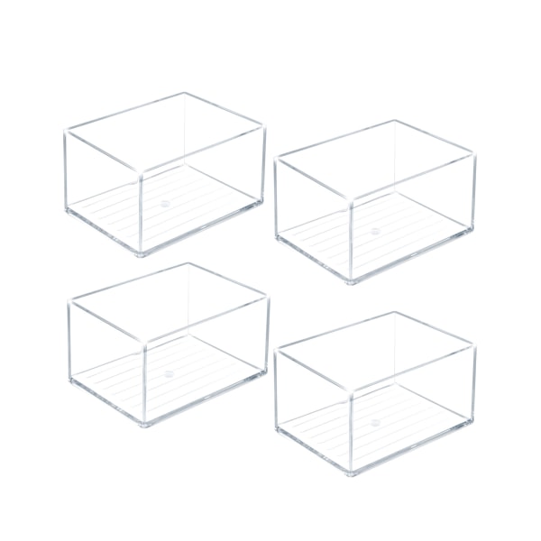 Azar Small Stackable Plastic Storage Bin, Clear, 4/Pack (556731-4PK) | Quill